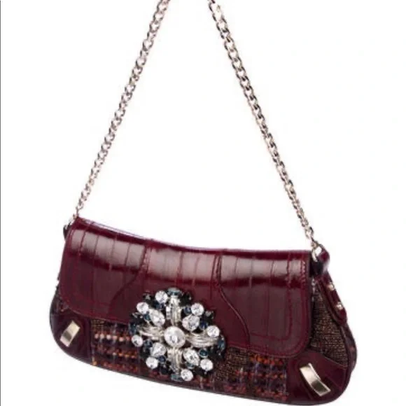 DOLCE & GABBANA RARE EEL & TWEED EVENING BAG. EUC - Picture 2 of 5